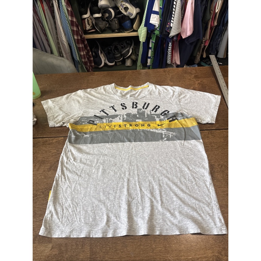 Nike Shirt Mens Large Gray Short Sleeve Livestrong Pittsburgh